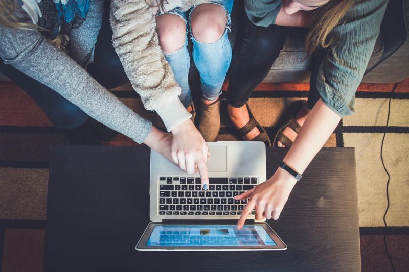 Video call with multiple participants showing virtual community connection