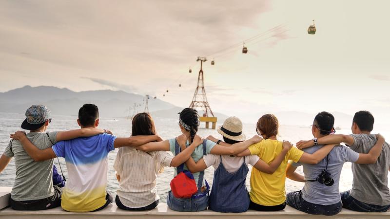 Group of friends having an engaged discussion and sharing ideas